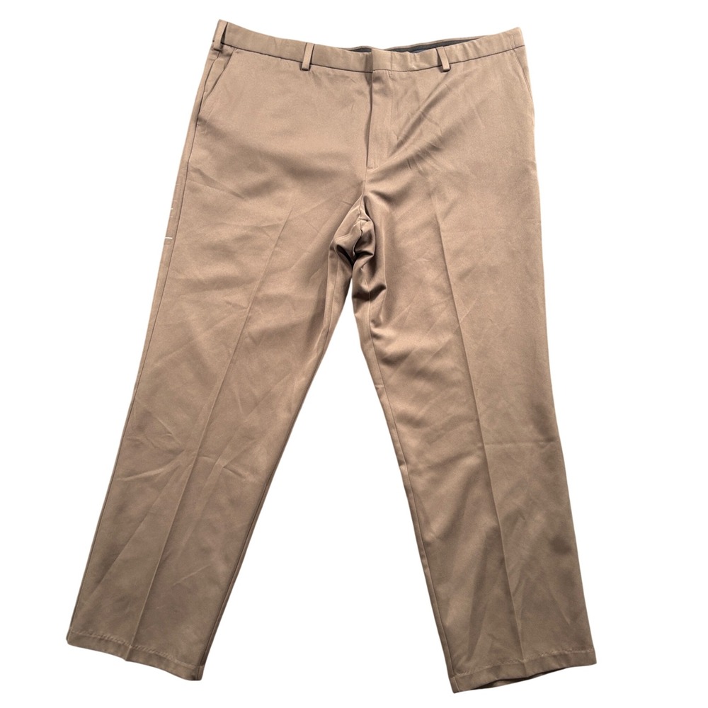 Dockers Golf Pants Mens 42x29 (Tag 44x32) Tan Brown Flat Front Microfiber